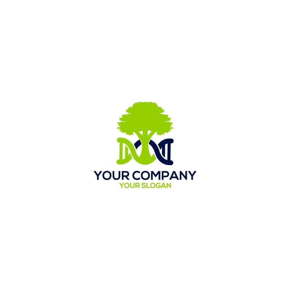 DNA Helix with Tree Logo Design Vector