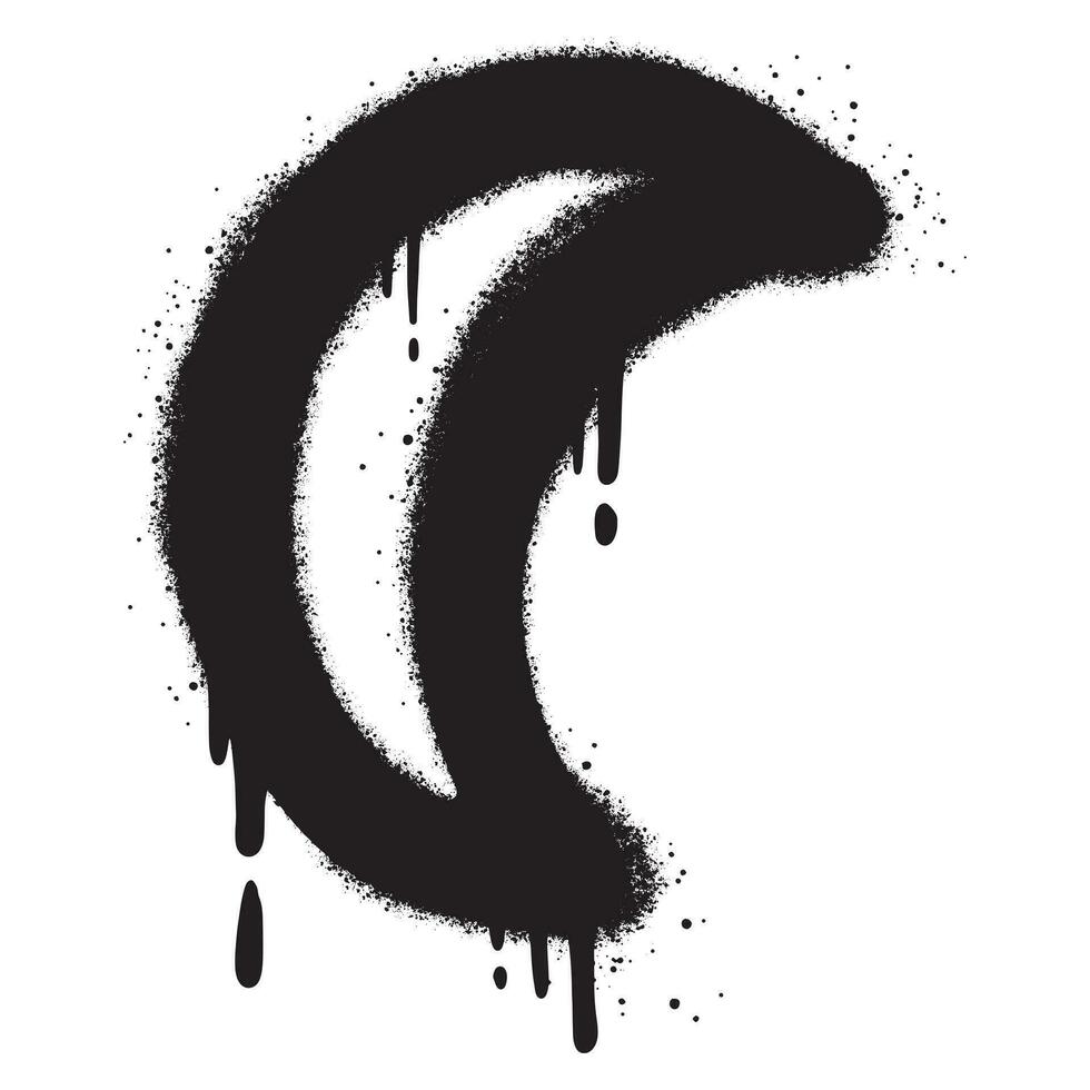 Graffiti crescent moon Sprayed isolated with a white background. Vector illustration.