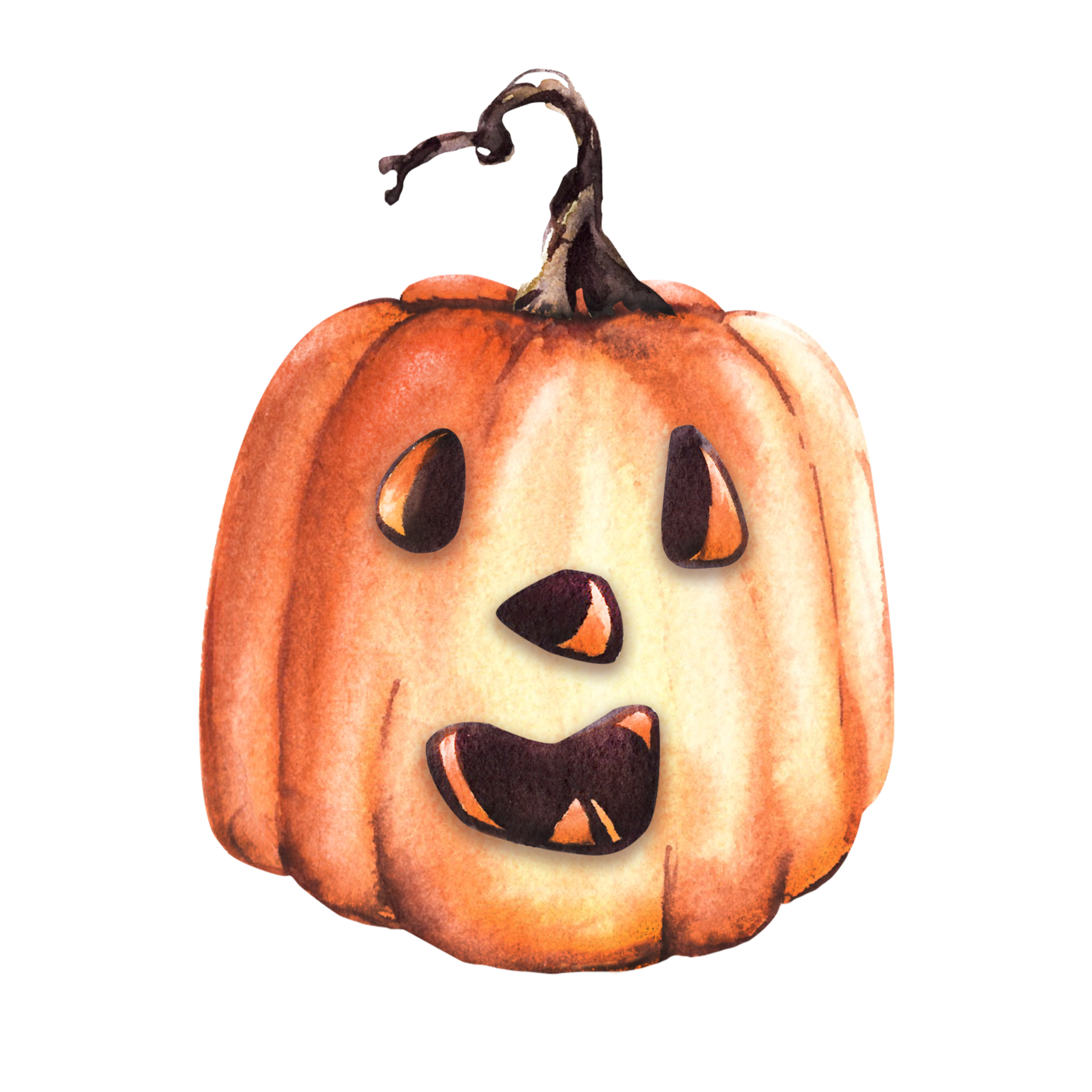 Funny angry face pumpkin. Halloween jack pumpkin orange head. Hand
