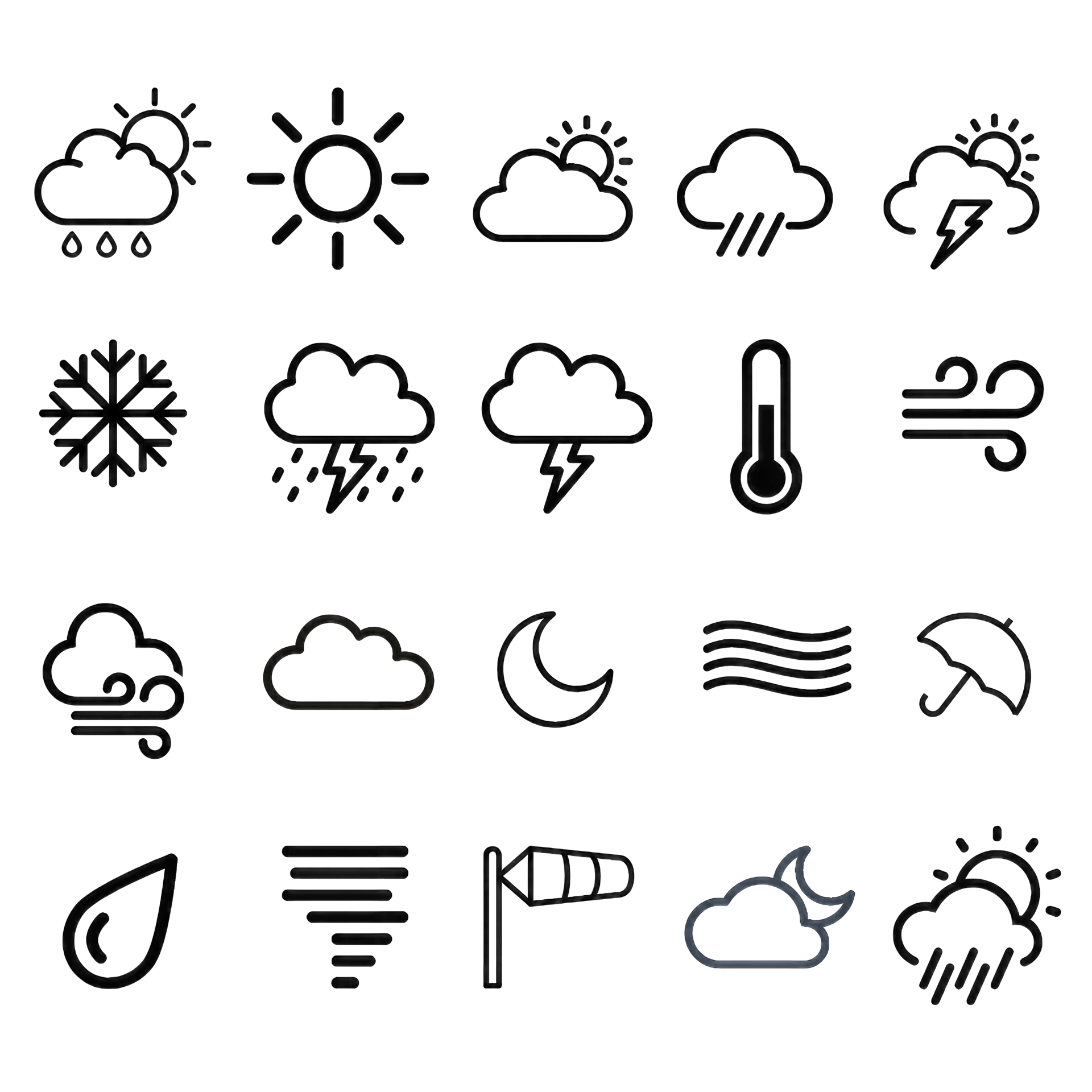 Weather icons set, thin line design, generative ai 28344517 PNG