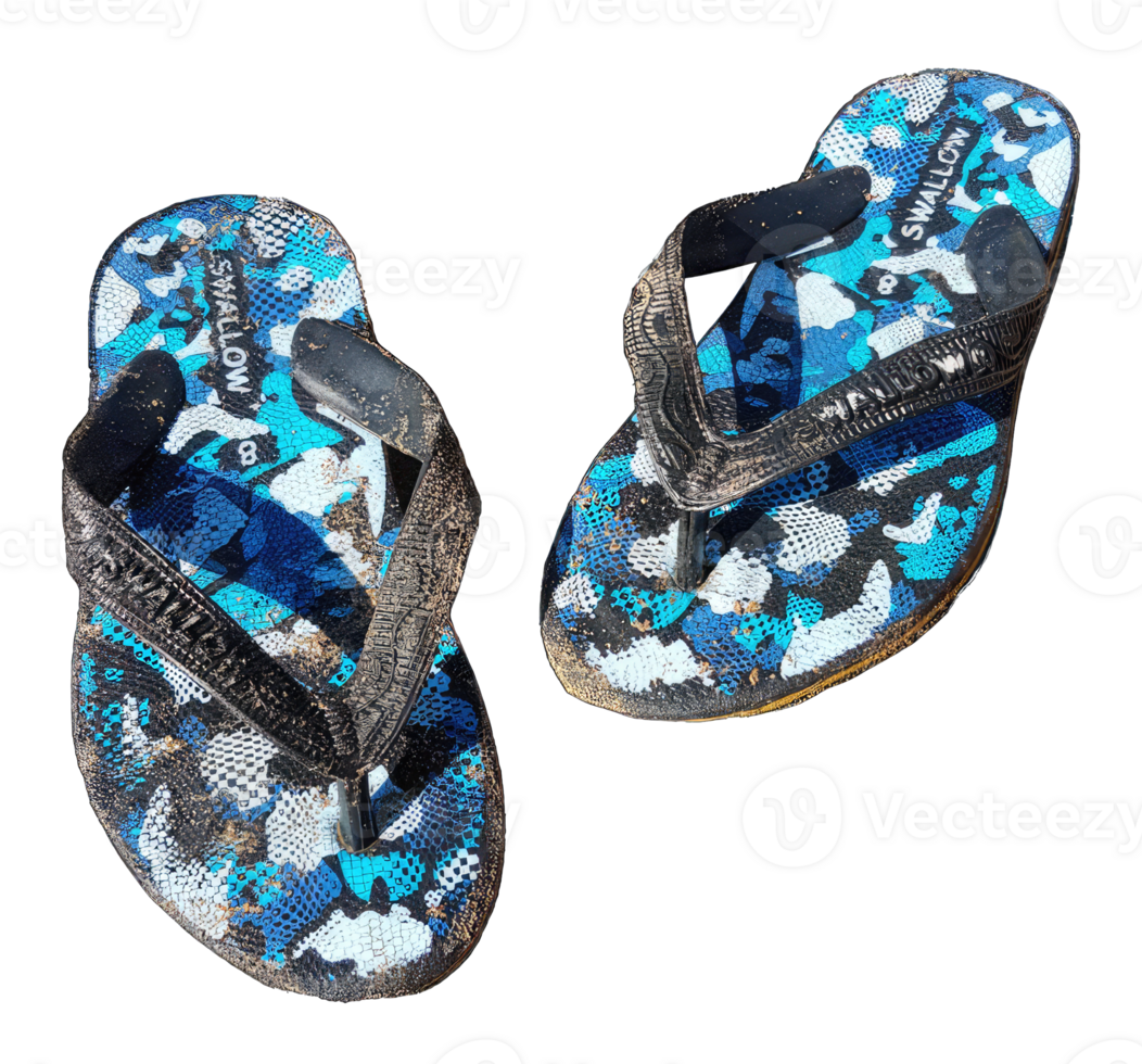 Blue flip flops isolated on transparent background. png