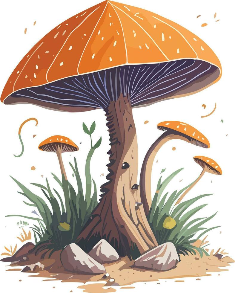 Watercolor cut Mushroom vector