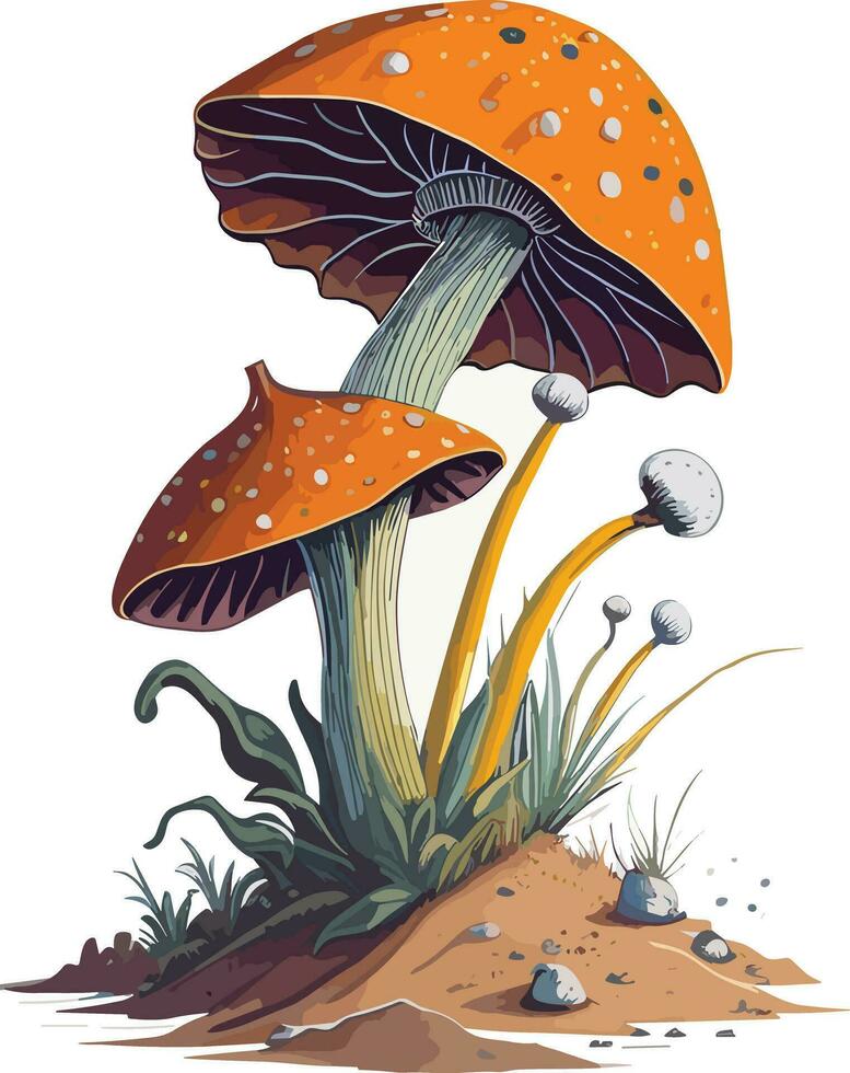 Watercolor cut Mushroom vector
