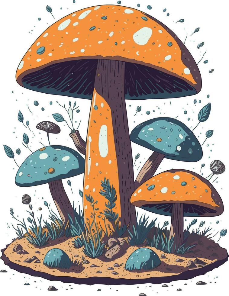 Watercolor cut Mushroom vector