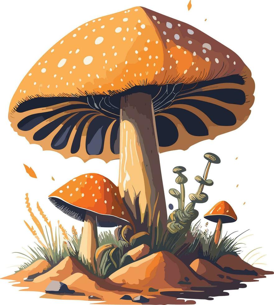 Watercolor cut Mushroom vector
