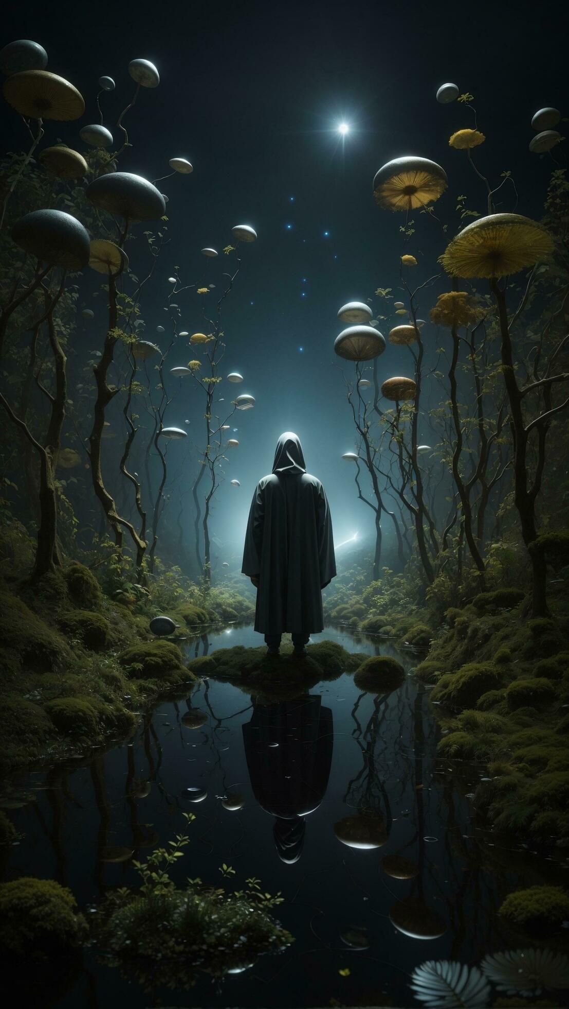 un filosófico ilustración, reflejando en vacío y el sentido de nada en