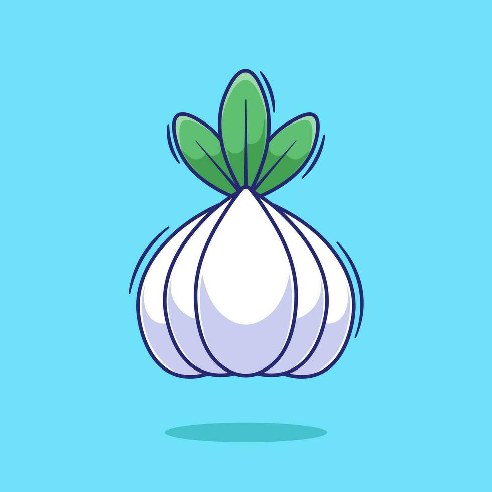 Flat design vector illustration of cute garlic