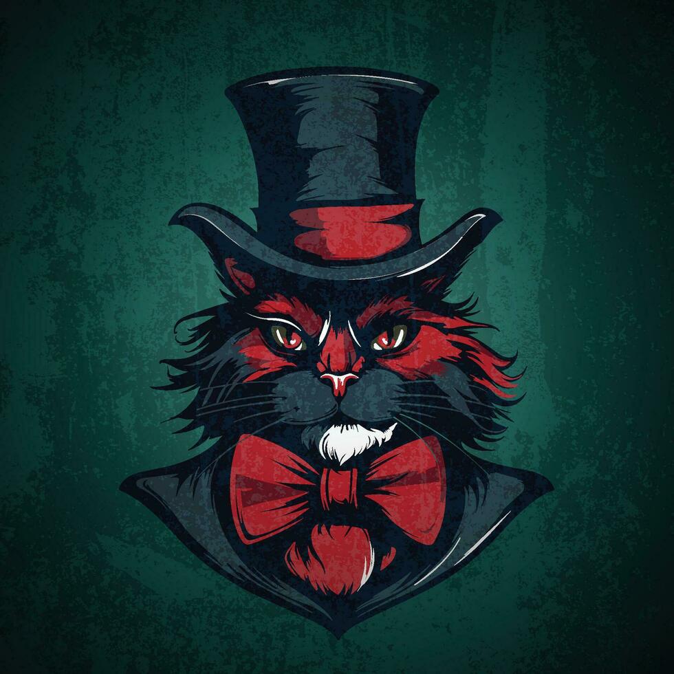 Mysterious Top Hat with Red Eye on Dark Green vector