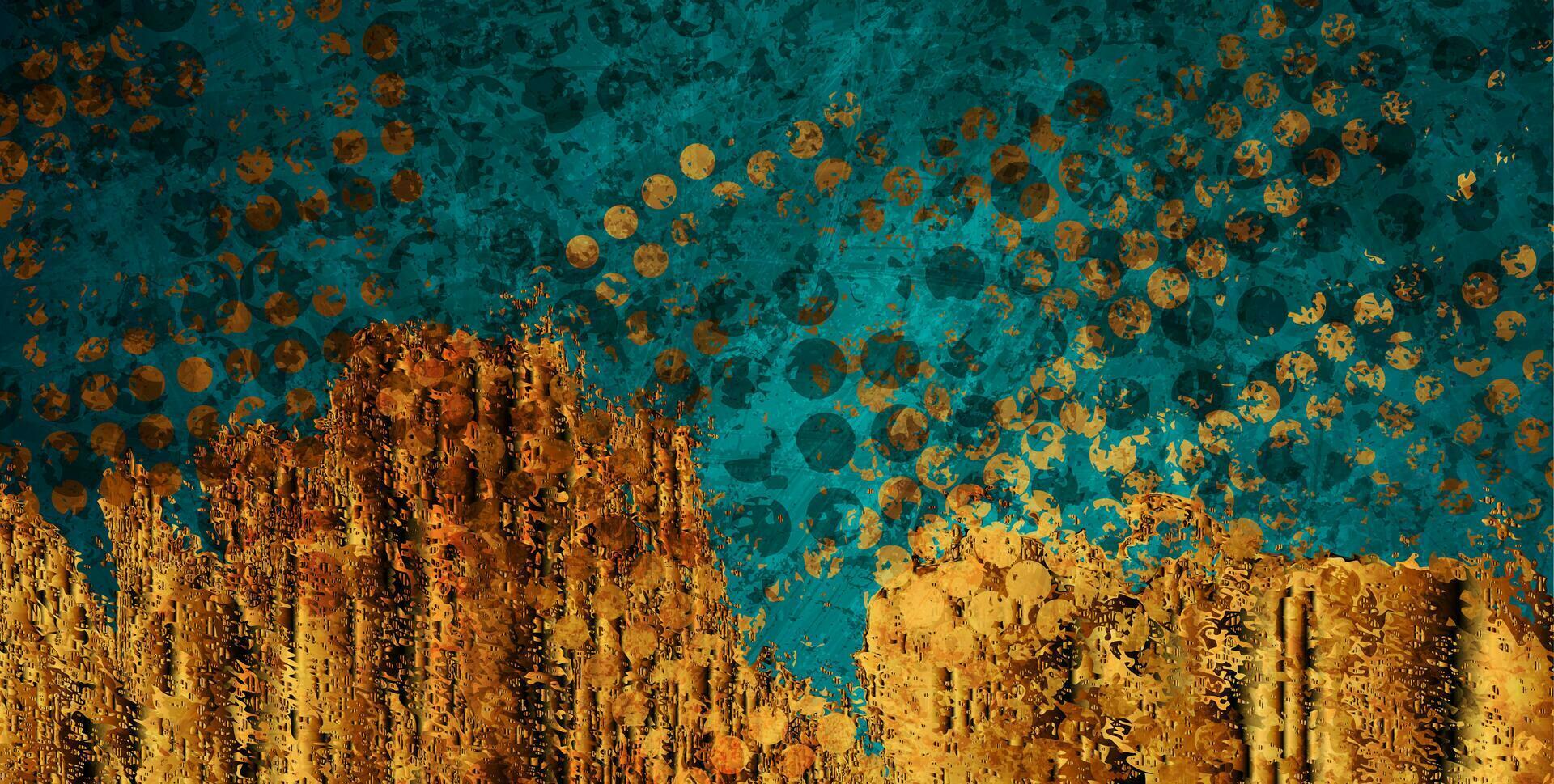 Turquoise and golden grunge texture abstract background vector