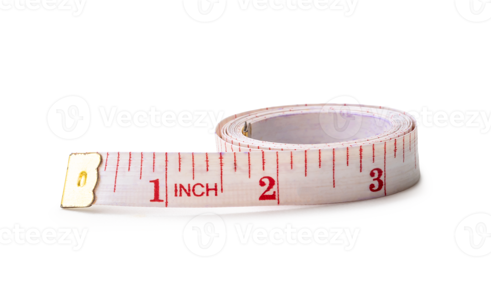 gammal vit rullande tejp mäta eller tapeline med skala siffra isolerat med klippning väg och skugga i png fil formatera
