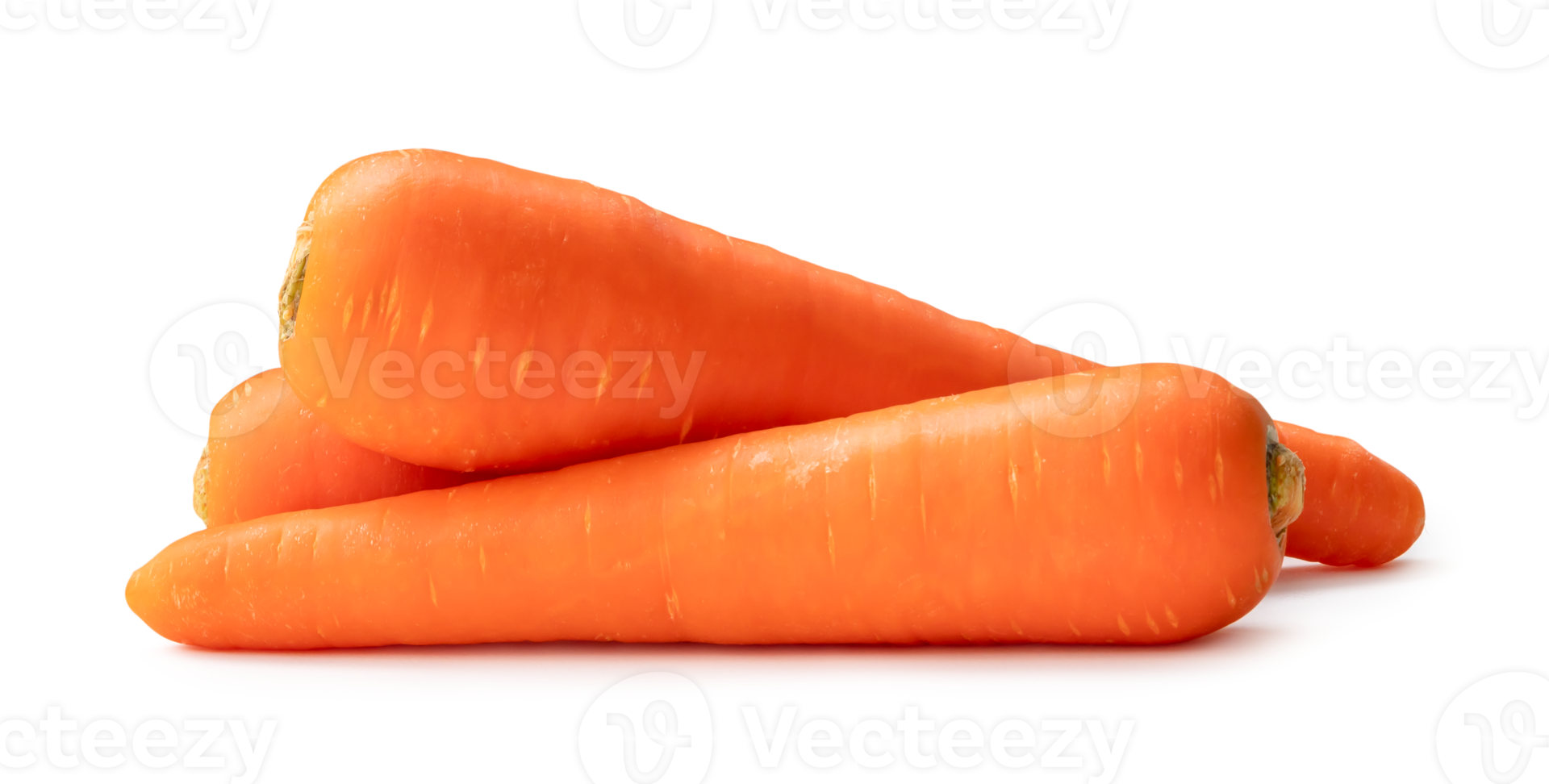 Fresh beautiful orange carrots in stack isolated in png file format Close up of healthy vegetable root