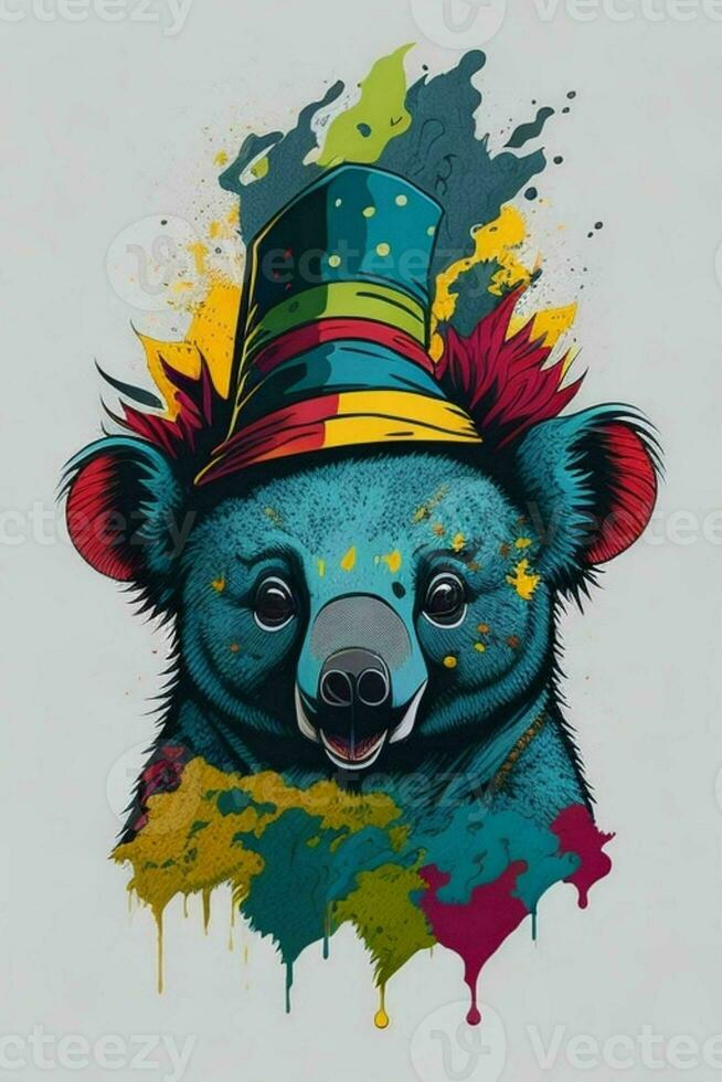 A detailed illustration of a Koala for a t-shirt design, wallpaper, and fashion photo