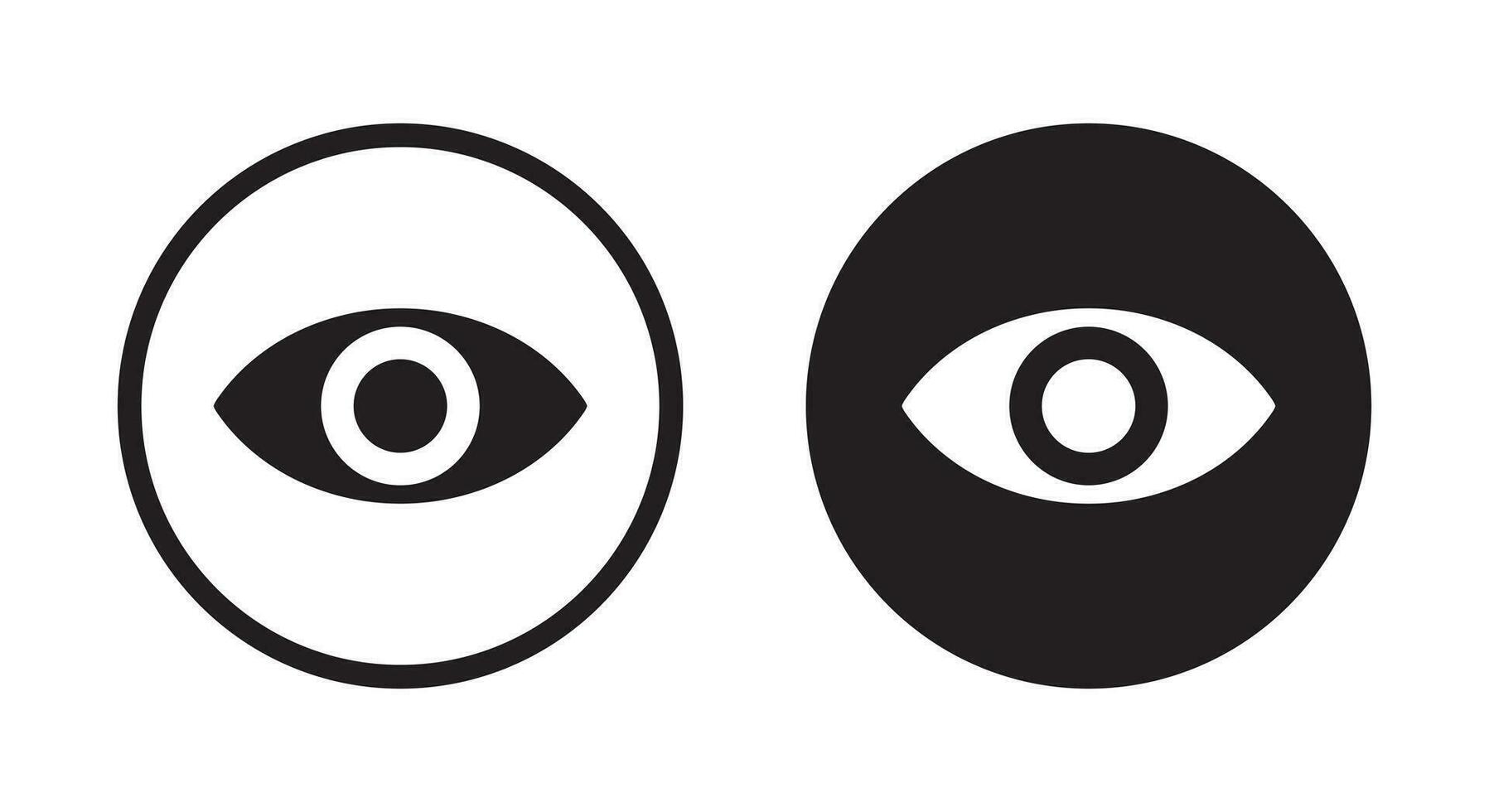 View, viewer, watch icon vector in black circle. Eye sign symbol
