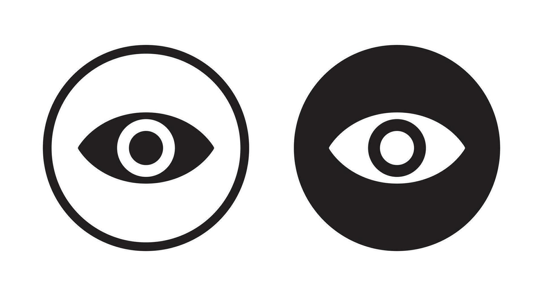 View, viewer, watch icon vector in black circle. Eye sign symbol