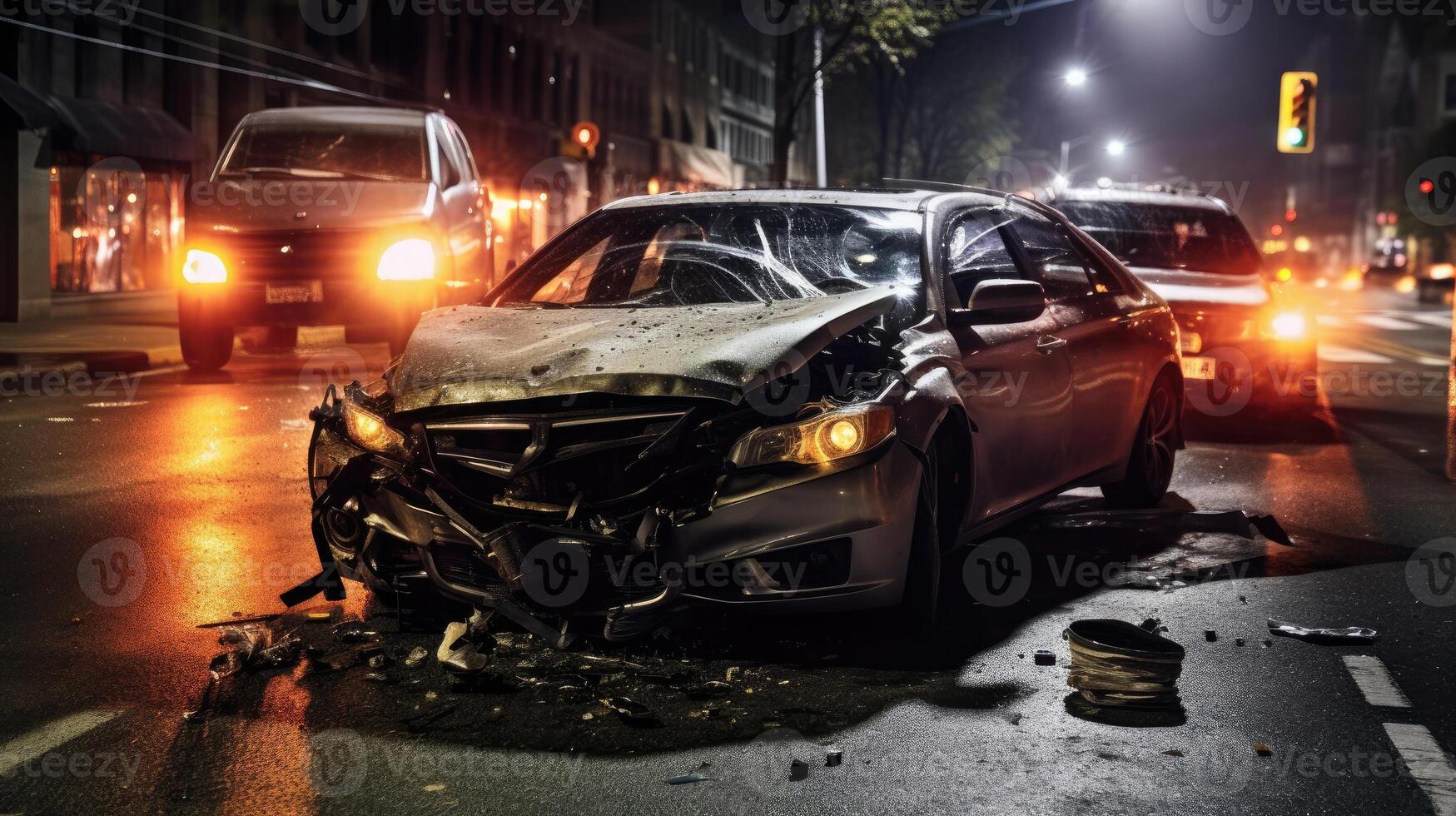 Photo of Cars Involved in a Collision or Crash Stock Photo - Image