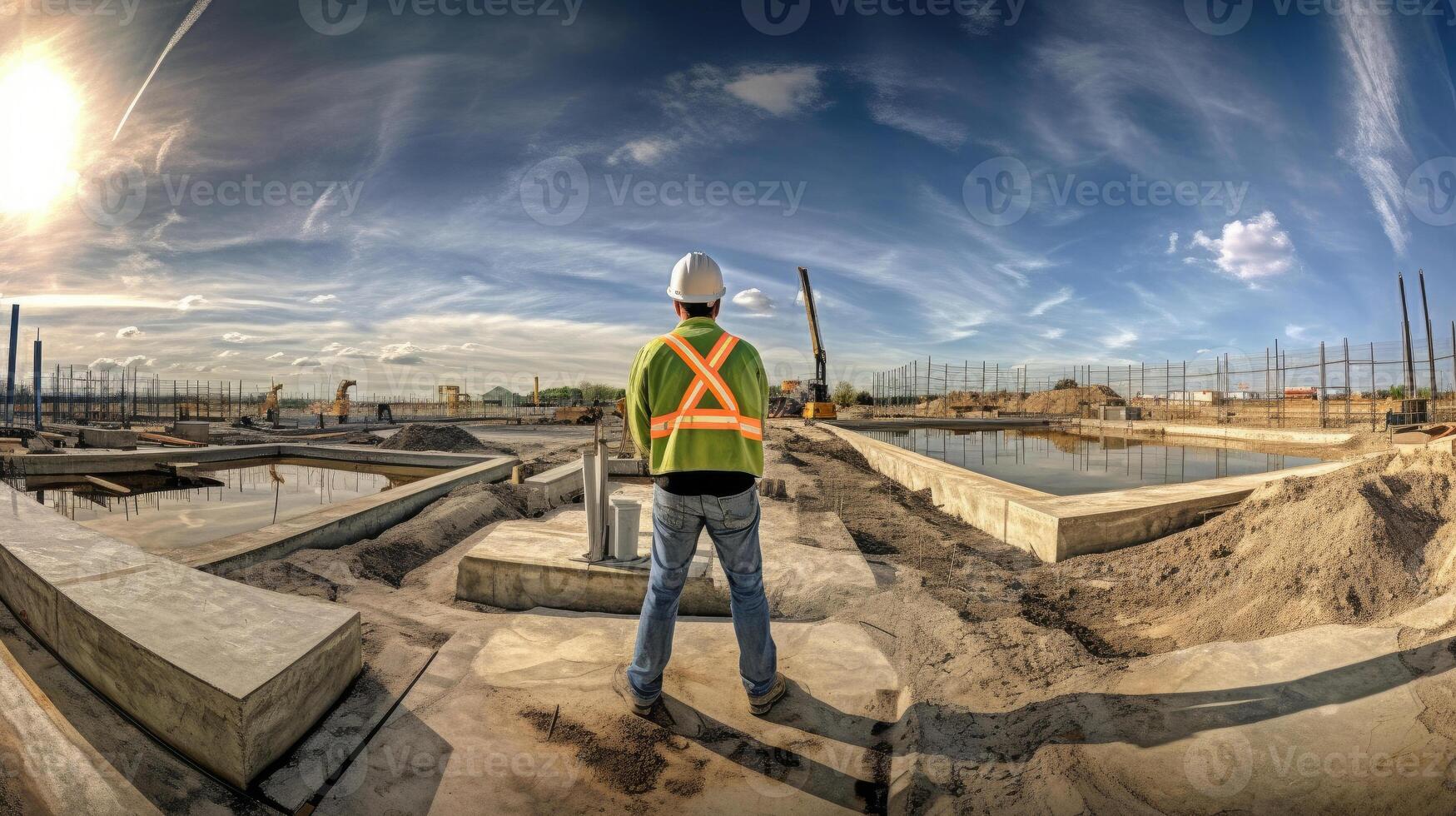 Civil engineer inspection infrastructure at construction site