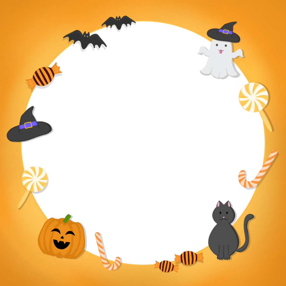 Halloween simbolo ornamenti scarabocchio telaio illustrazione png