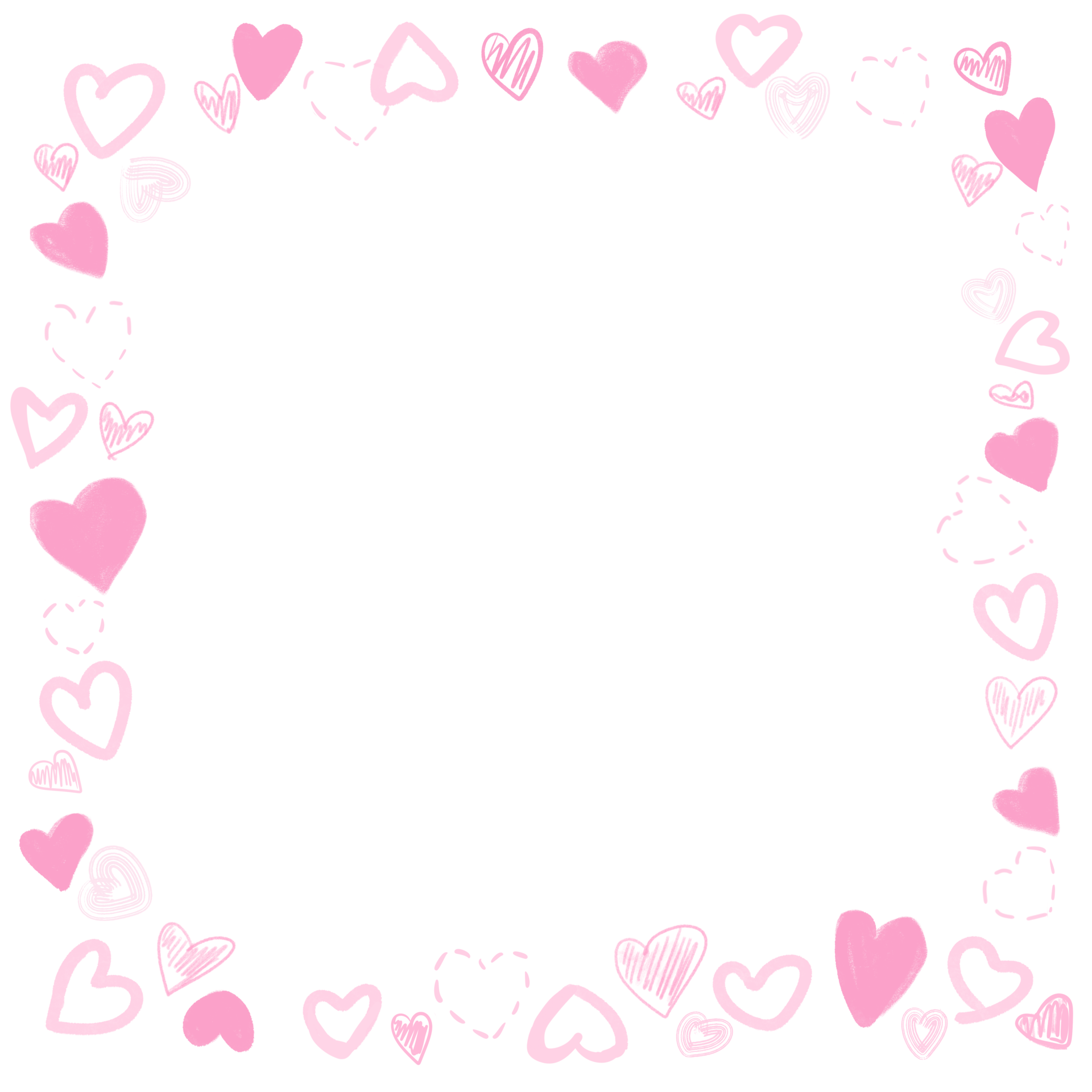 Cute doodle heart shape frame illustration in pink png 28345800 PNG