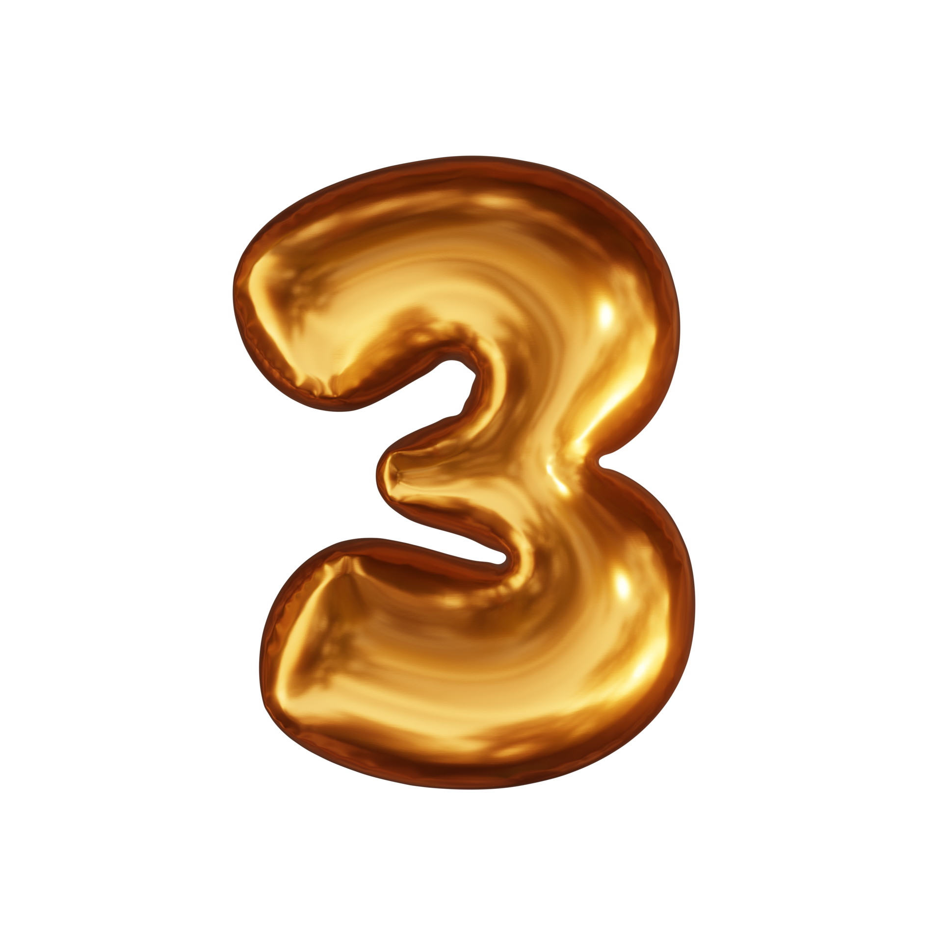 golden number 3 balloon on transparent background 28345941 PNG