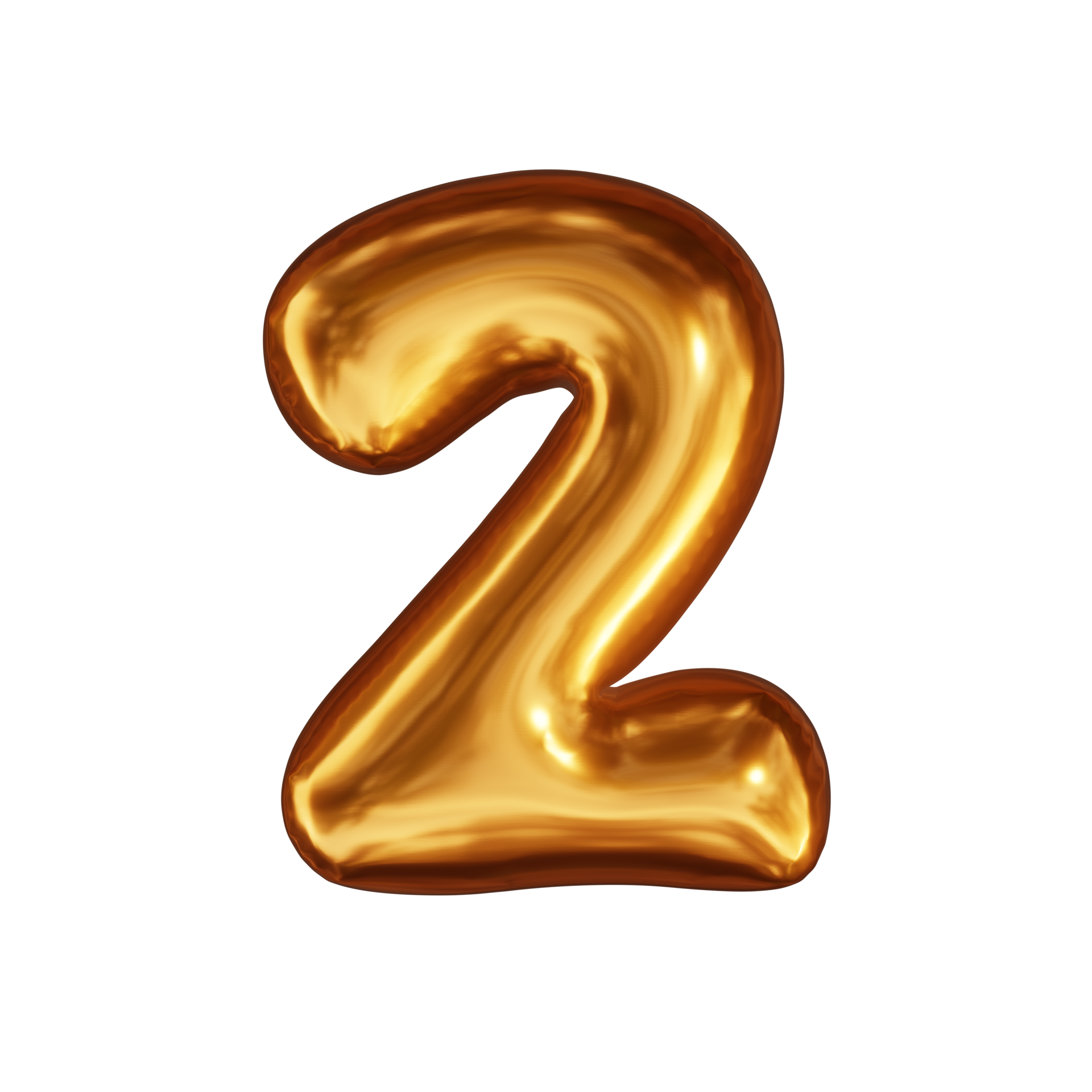 golden number 2 balloon on transparent background 28345946 PNG