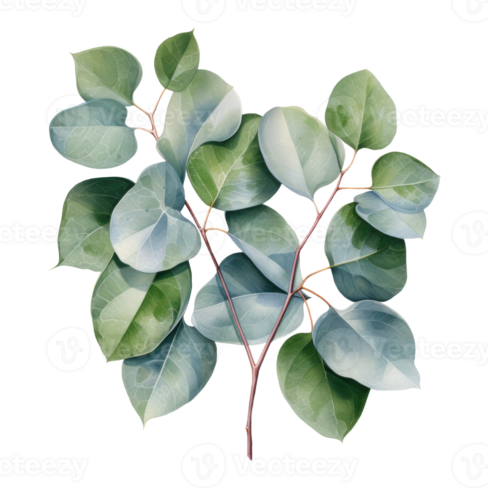 Watercolor eucalyptus branch. Floristic design elements. AI Generative Pro PNG