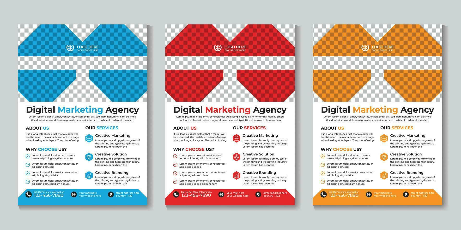 Modern digital marketing agency flyer design template Free Vector