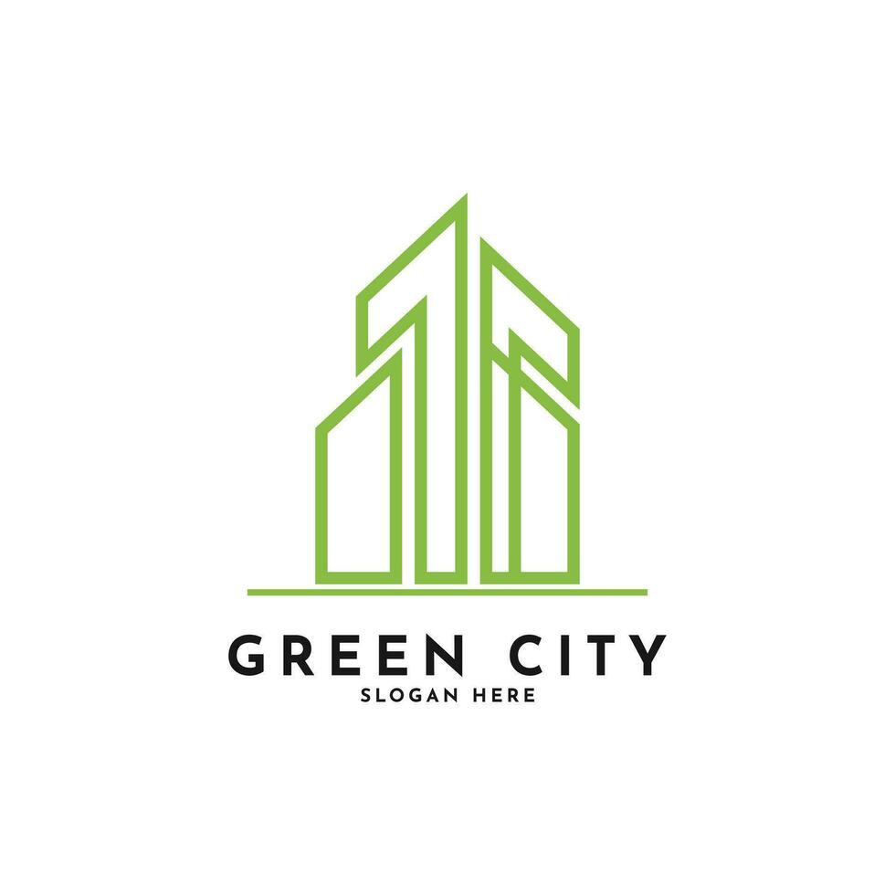 verde ciudad logo diseño creativo idea vector