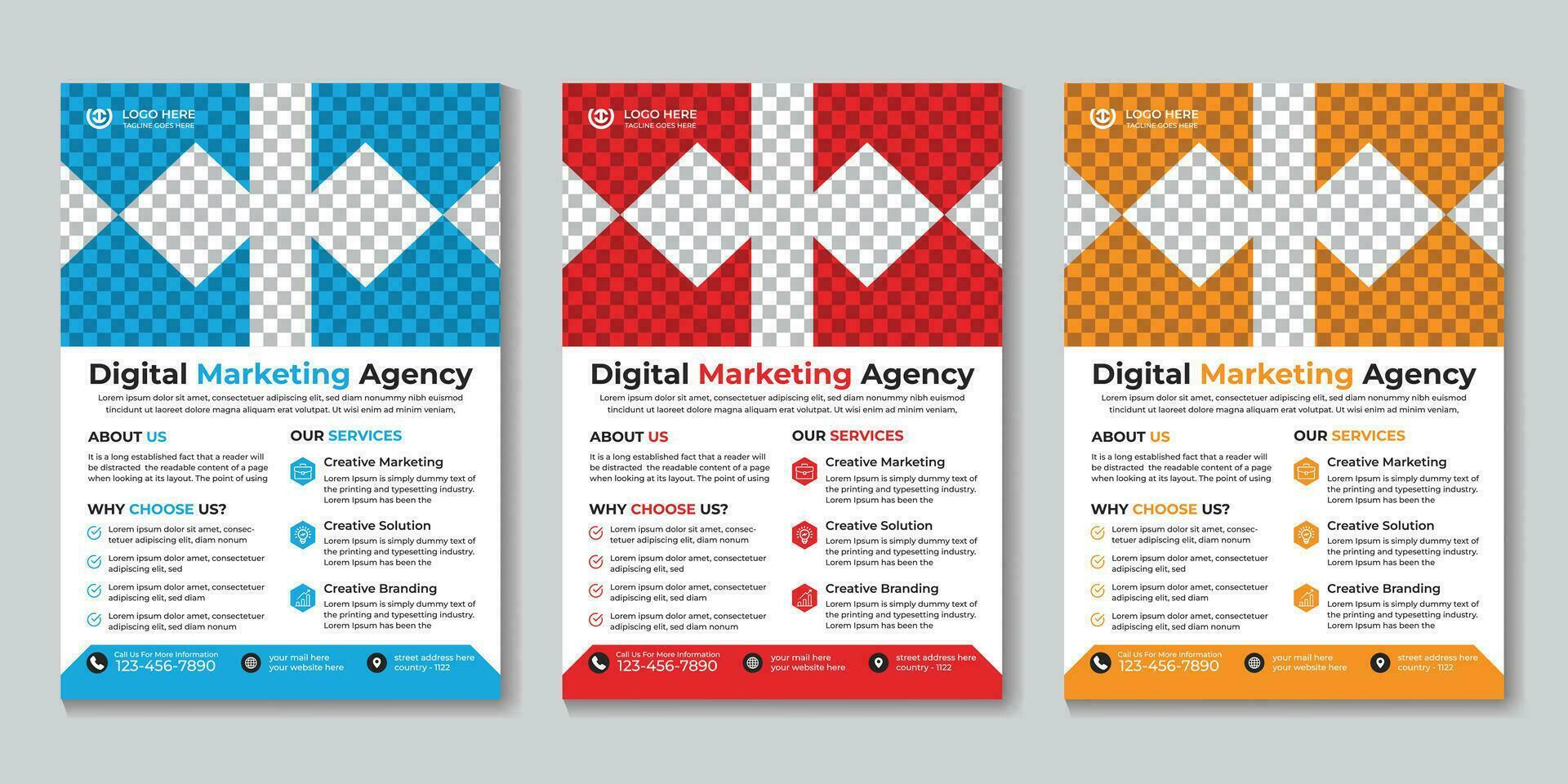 Creative modern digital marketing agency flyer design template Free Vector