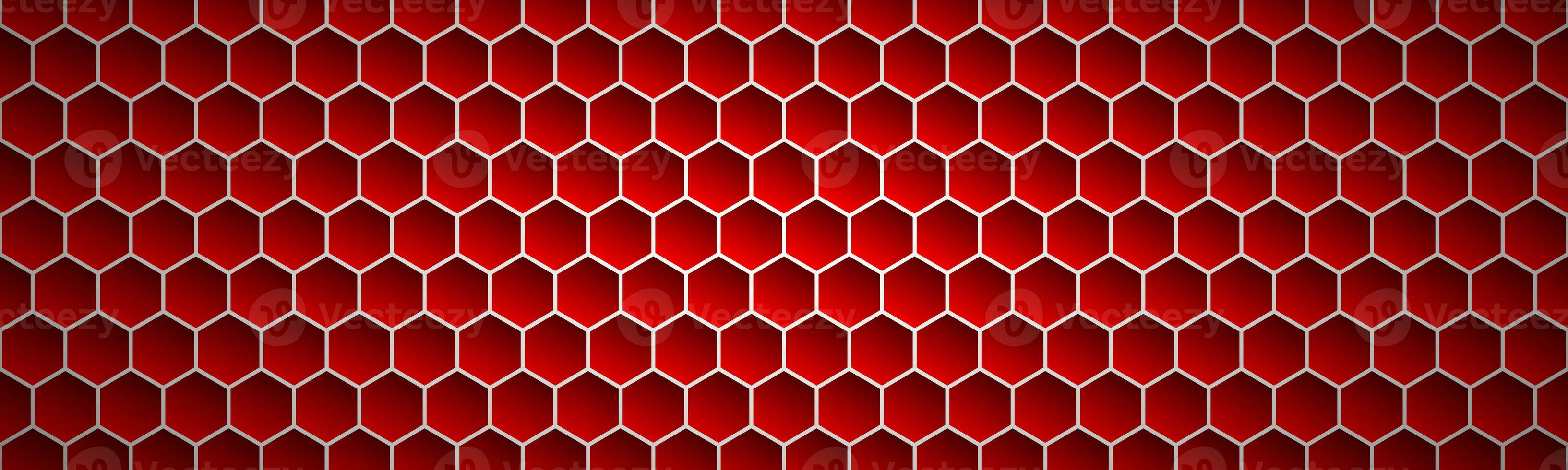 Red geometric polygons header. Abstract red metallic hexagons banner. Simple vector illustration background photo