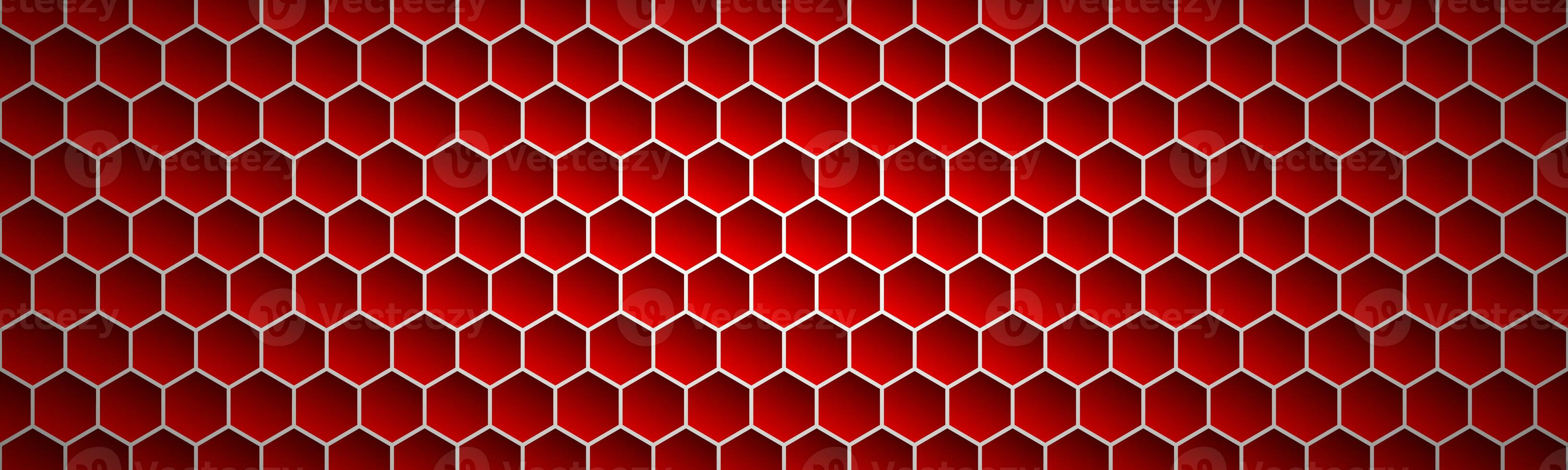 Red geometric polygons header. Abstract red metallic hexagons banner. Simple vector illustration background photo