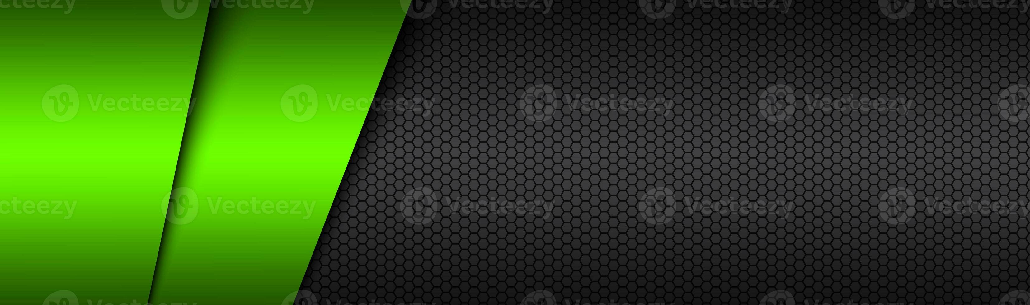 Black and green modern material vector header with a hexagonal mesh. Design banner with polygonal grid and blank space for your logo. Abstract website design photo
