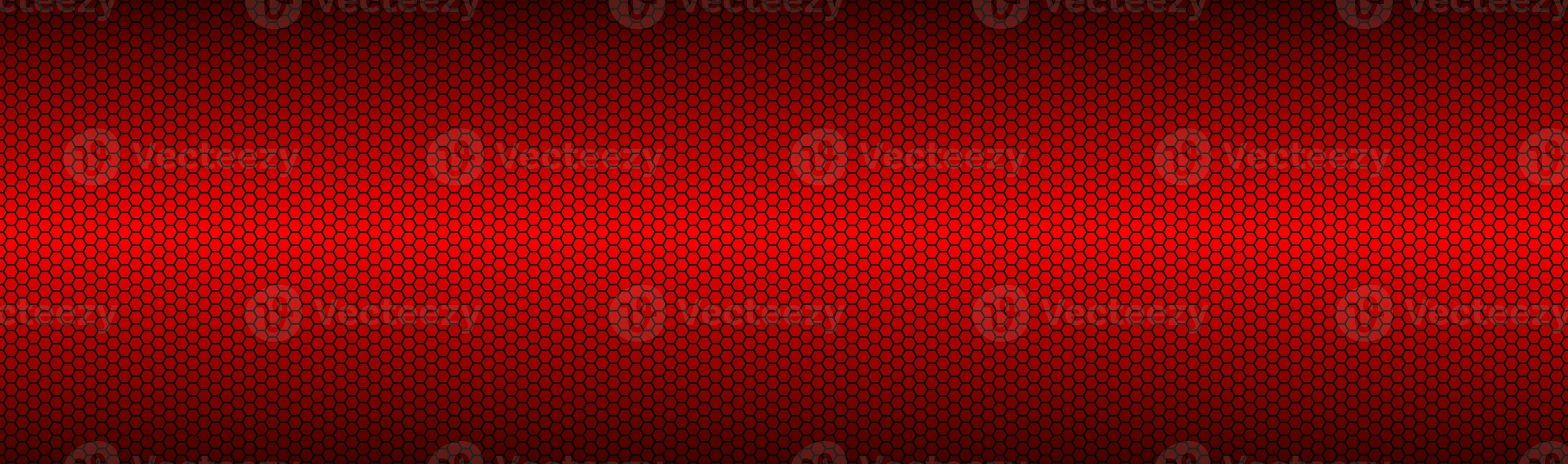 Abstract dark red geometric hexagonal mesh material header. Perforated metallic technology banner. Vector abstract widescreen background photo
