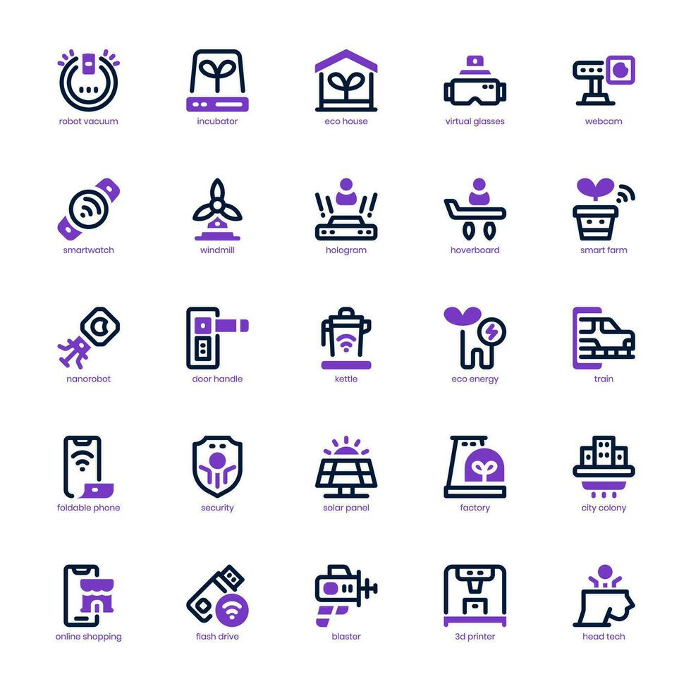 High Tech icon pack for your website, mobile, presentation, and logo design. High Tech icon dualtone design. Vector graphics illustration and editable stroke.