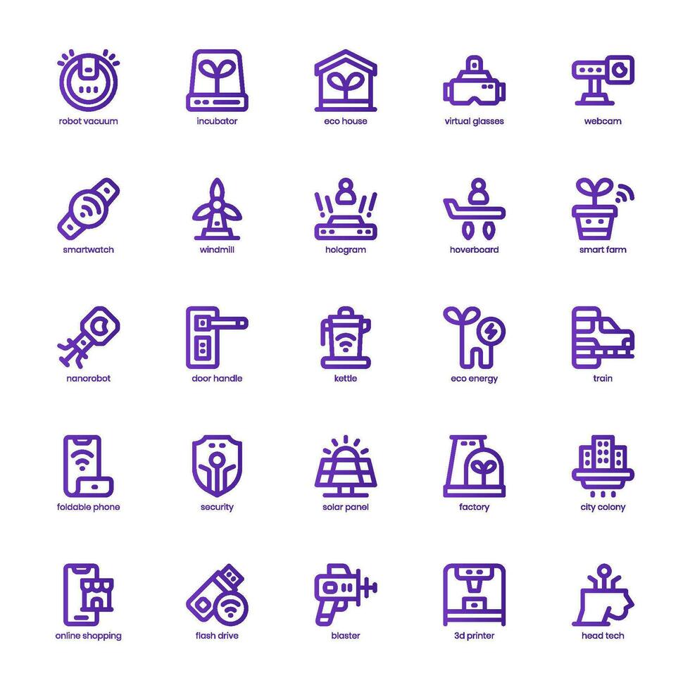 alto tecnología icono paquete para tu sitio web, móvil, presentación, y logo diseño. alto tecnología icono básico línea degradado diseño. vector gráficos ilustración y editable ataque.