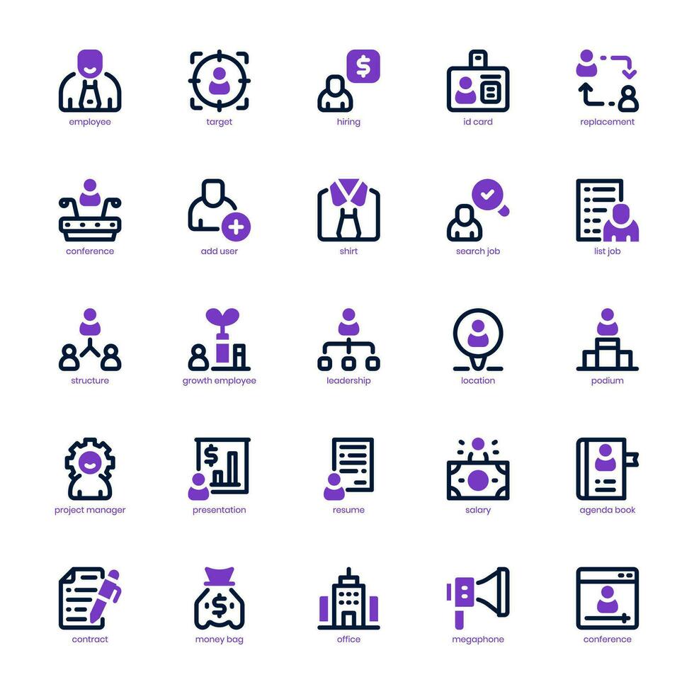 Human Resource icon pack for your website, mobile, presentation, and logo design. Human Resource icon outline design. Vector graphics illustration and editable stroke.