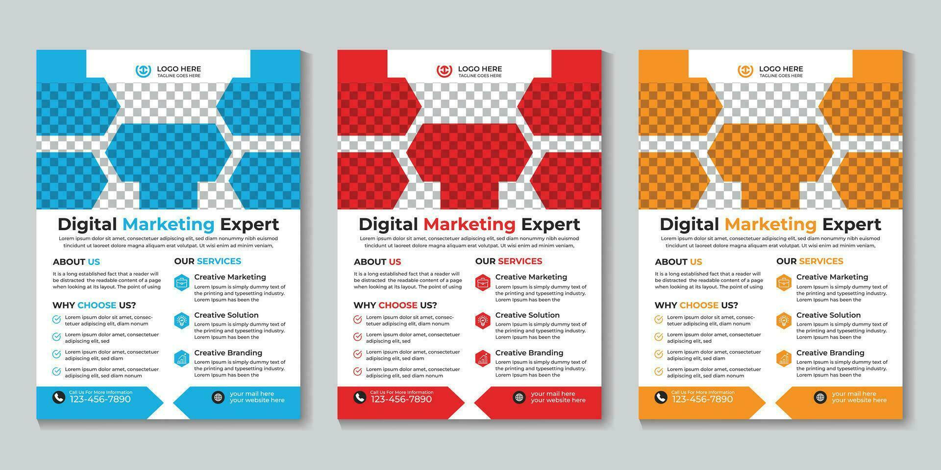 Corporate digital marketing agency flyer design template Free Vector