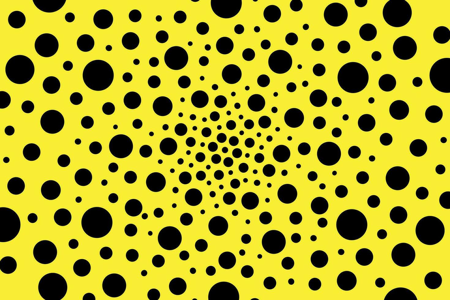 Background pattern of black dots of different sizes on yellow background vector