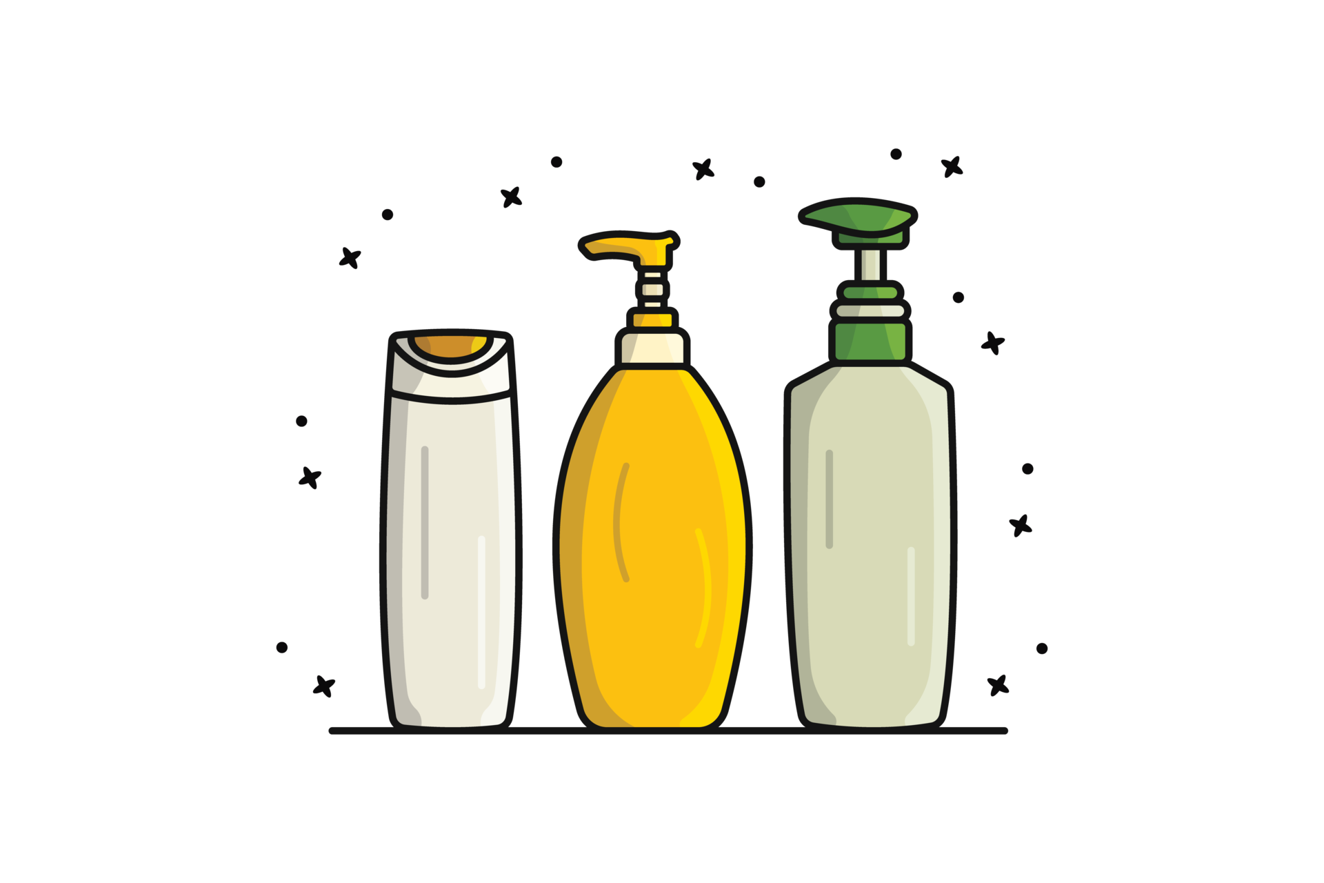 Set of Natural Soap or Shampoo Bottles illustration. Healthcare and