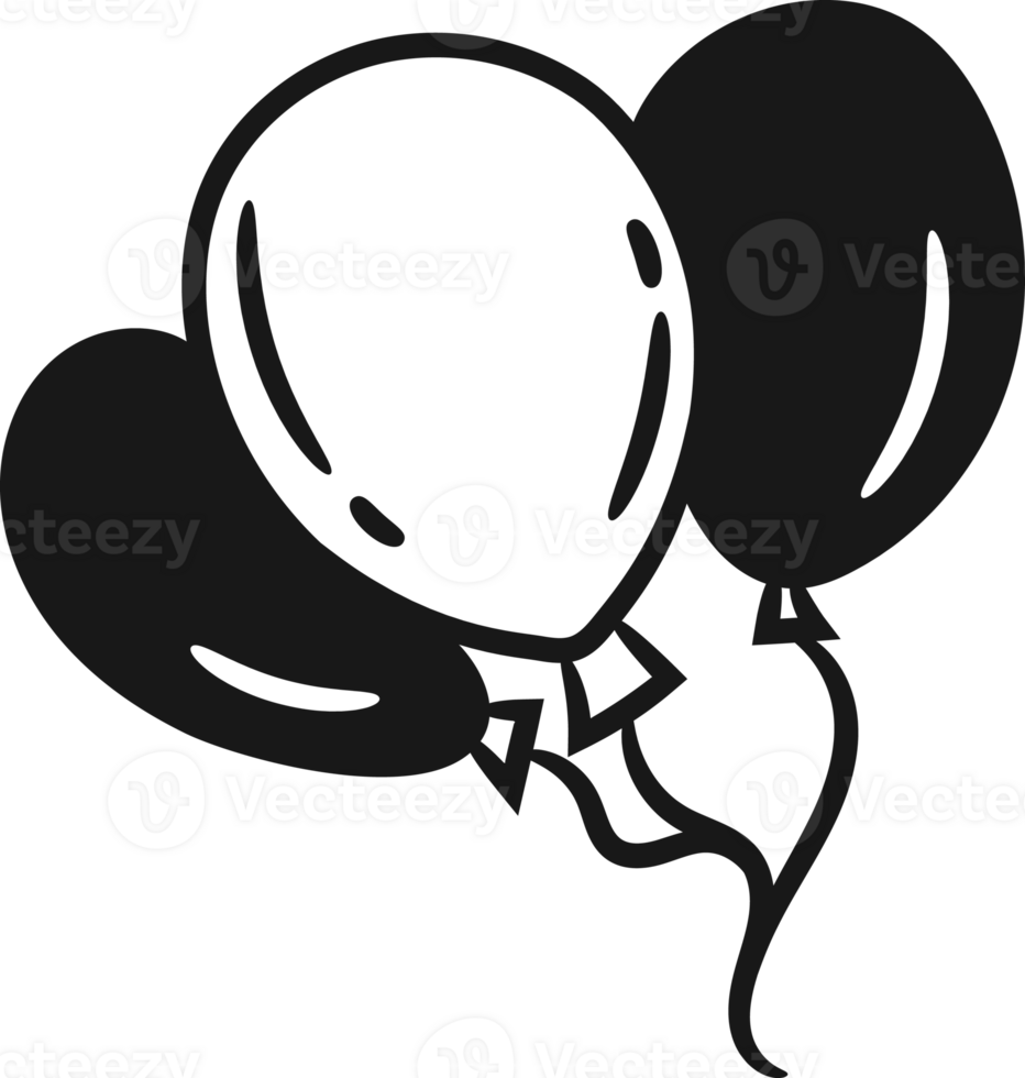 Birthday Ballon Doodles Element Monochrome png