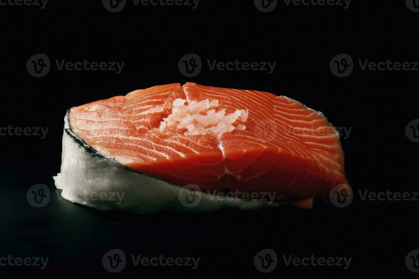 Raw salmon Steak bonefire Generative AI photo