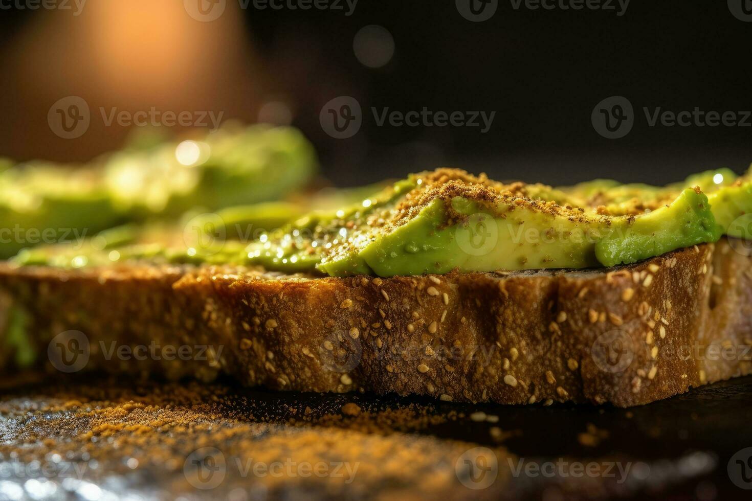 rebanado aguacate brindis con sésamo semillas en eso generativo ai foto