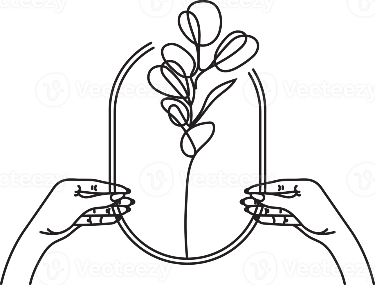 blommig spegel ikoner linje konst element png