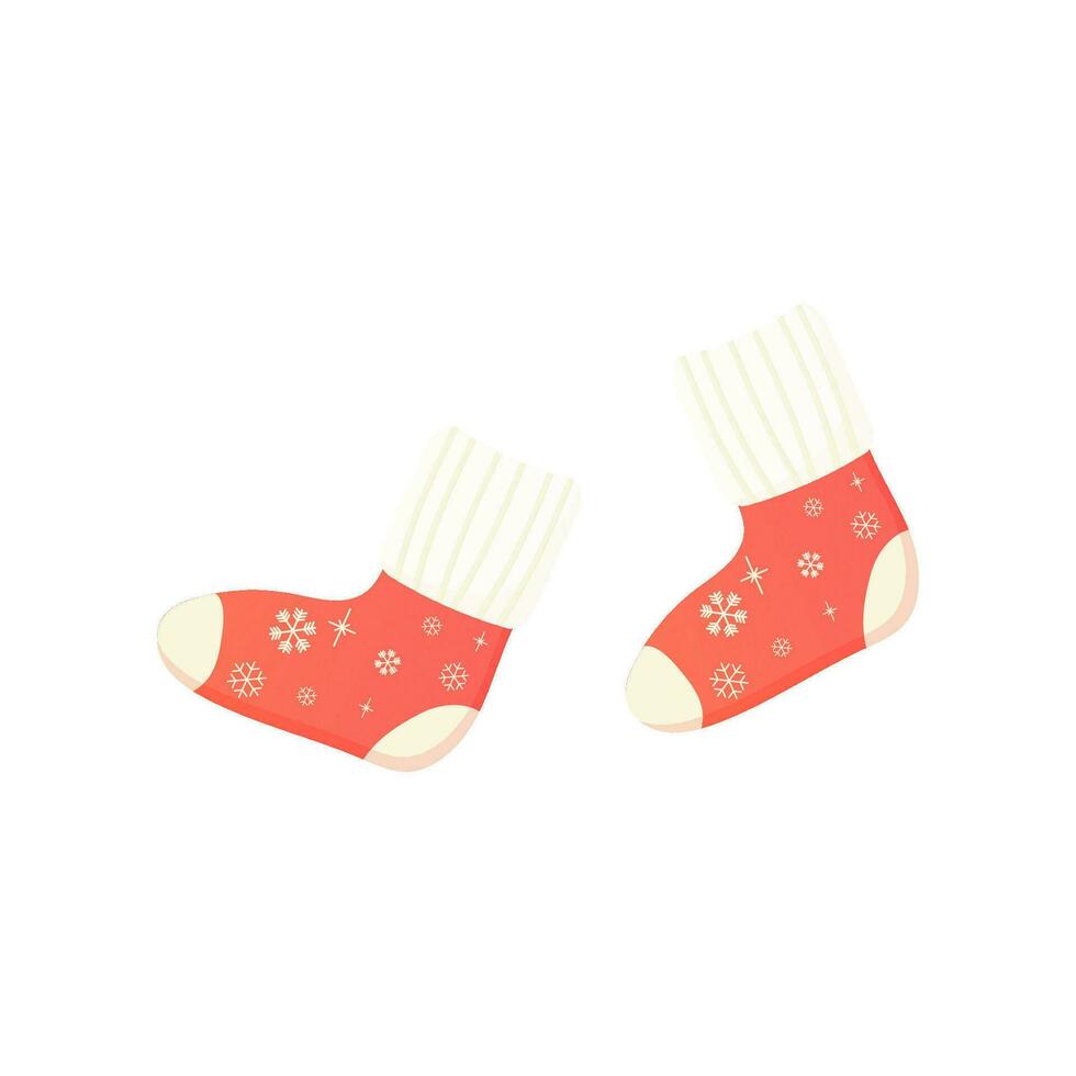 warm knitted socks, with Christmas and New Year's ornaments vector