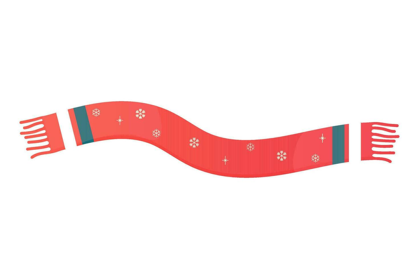 Winter scarf red, accessory and clothes white background. vector