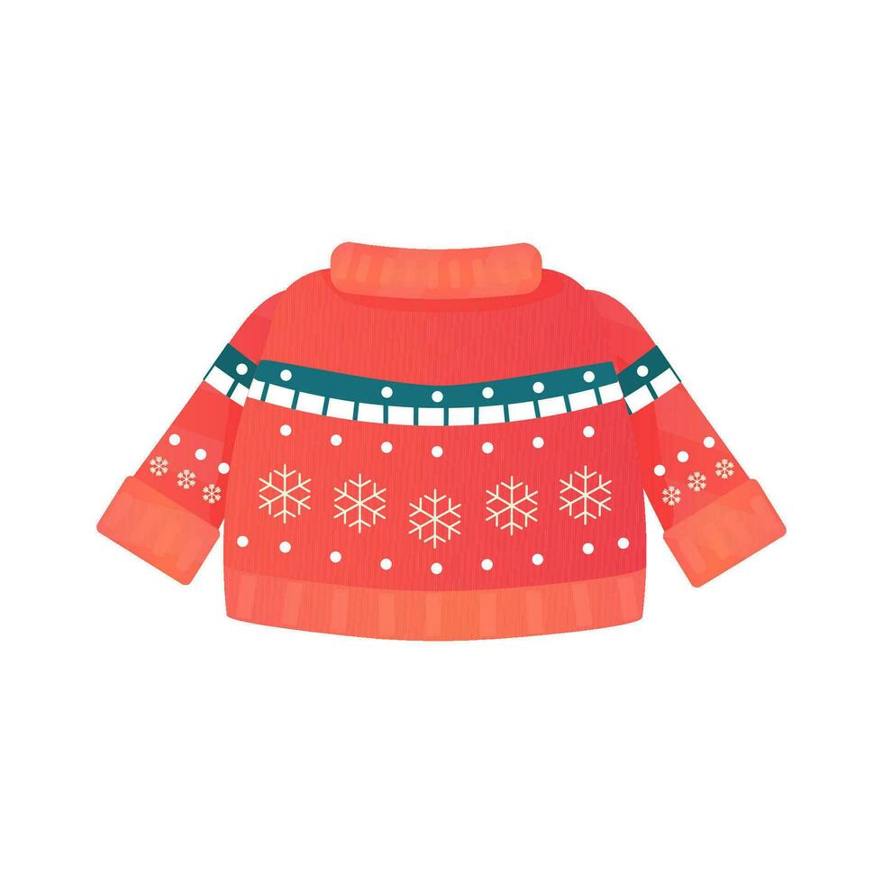 Cozy knitted jumper with ornament nativity and new year vector