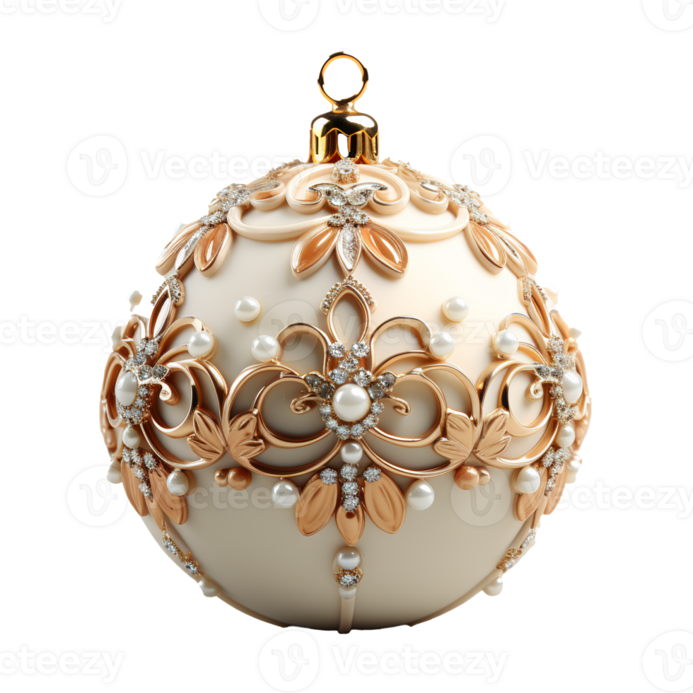 3d luxury White Christmas ball decorated with gold png