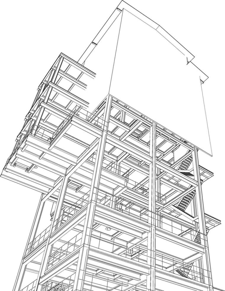 3d ilustración de industrial edificio vector