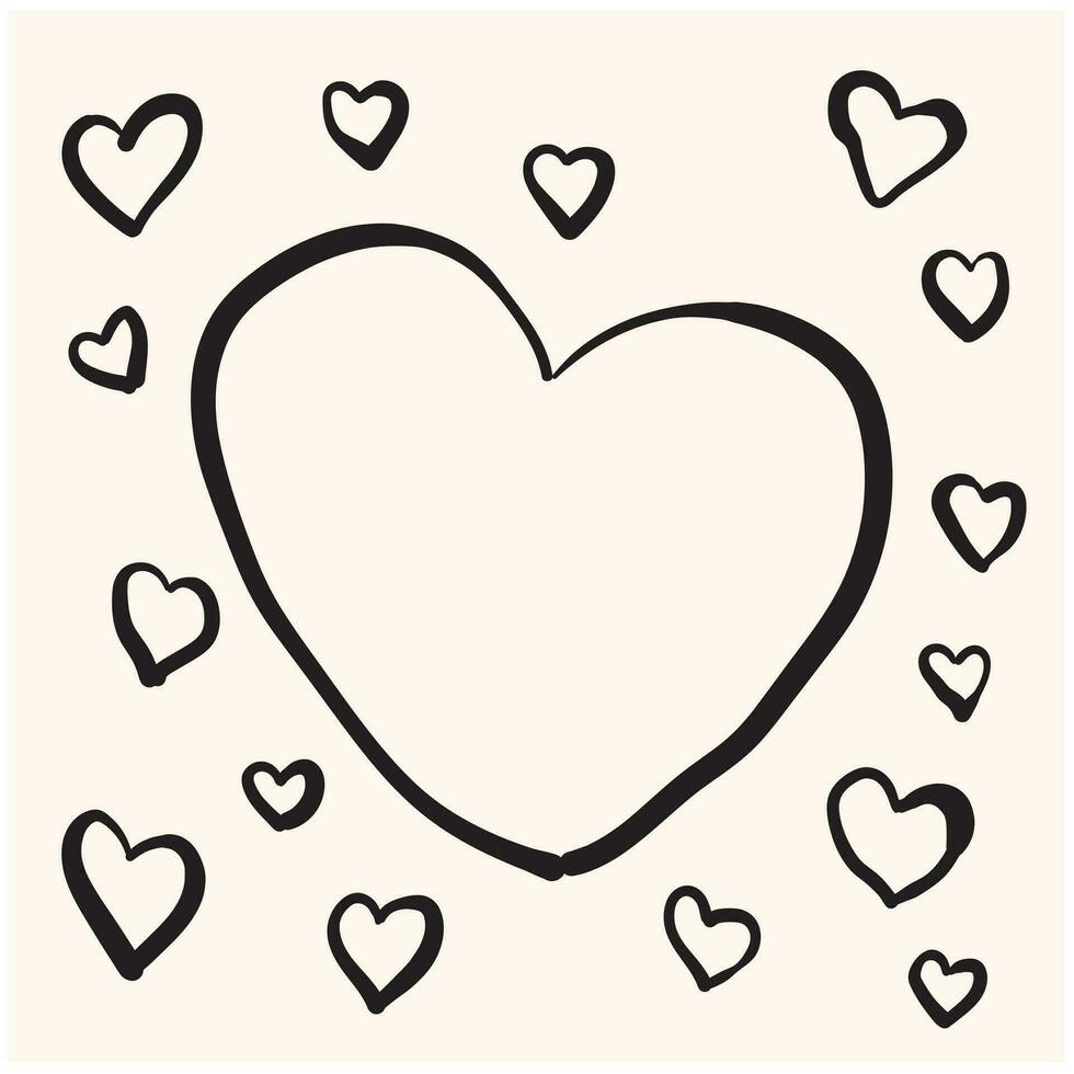 Set of hand drawn hearts. Handdrawn rough heart marker vector illustration for your graphic design