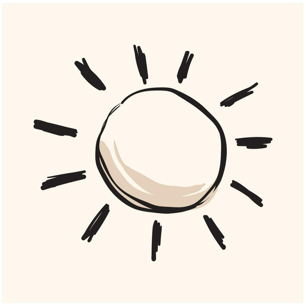 Doodle Weather Sun Emoji Symbol. Summer holiday. vector