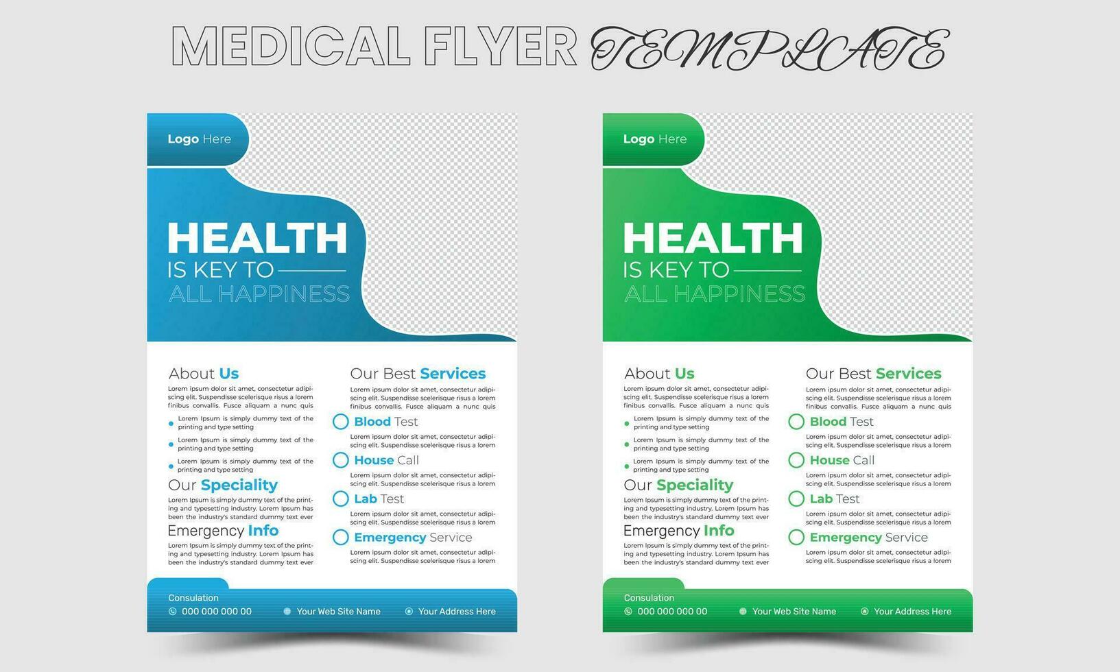 Professional medical health A4 flyer template Free Vector